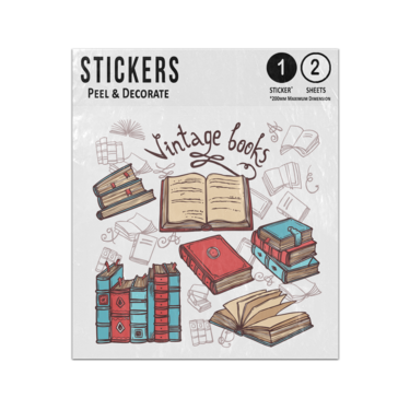 Picture of Vintage Books Sketches Doodles Pattern Sticker Sheets Twin Pack