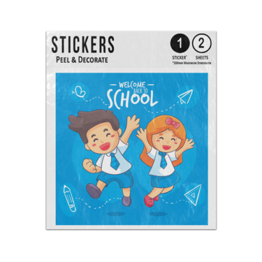 Picture of Welcome Back To School Boy Girl Smiling Happy Children Characters Sticker Sheets Twin Pack