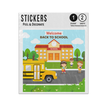 Picture of Welcome Back To School Yellow Bus Kids Arriving Sticker Sheets Twin Pack