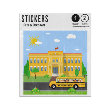 Picture of Yellow School Bus Arriving At Elementary School Sticker Sheets Twin Pack