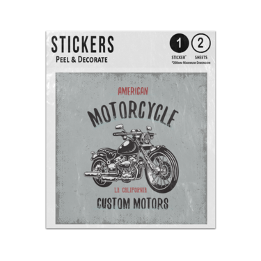 Picture of American Motorcycle Custom Motors Vintage Hand Drawn Motorcycle Sticker Sheets Twin Pack