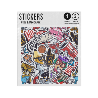 Picture of American University College Varsity Doodles Seamless Pattern Sticker Sheets Twin Pack