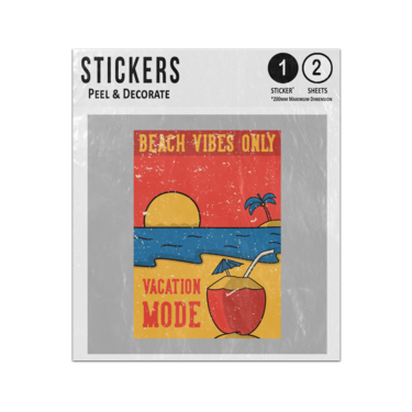 Picture of Beach Vibes Only Vacation Mode Sunset Sea Cocktail Vintage Artwork Sticker Sheets Twin Pack