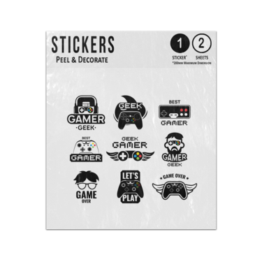 Picture of Best Gamer Geek Play Over Video Game Emblems Vintage Modern Drawings Sticker Sheets Twin Pack