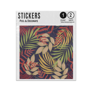 Picture of Bright Abstract Colourful Tropical Leaves Plants Seamless Pattern Sticker Sheets Twin Pack