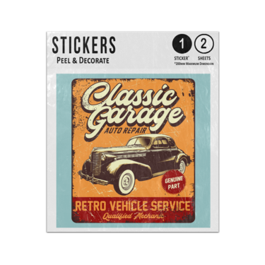 Picture of Classic Garage Auto Repair Retro Vehicle Service Vintage Advert Sticker Sheets Twin Pack