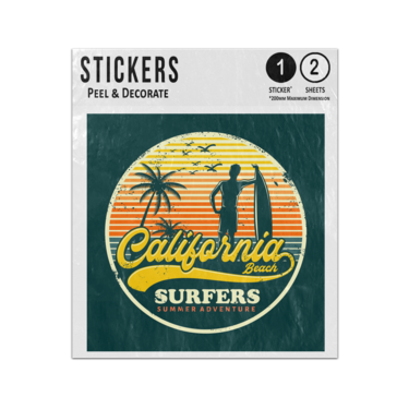 Picture of Colifornia Beach Surfers Summer Adventure Vintage Illustration Sticker Sheets Twin Pack
