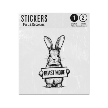 Picture of Cute Rabbit Holding Beast Mode Banner Parody Pencil Illustration Sticker Sheets Twin Pack