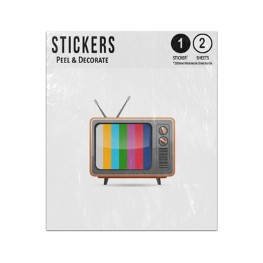 Picture of Early Colour Television Vintage Crt Tv Colourful Test Signal Picture Sticker Sheets Twin Pack