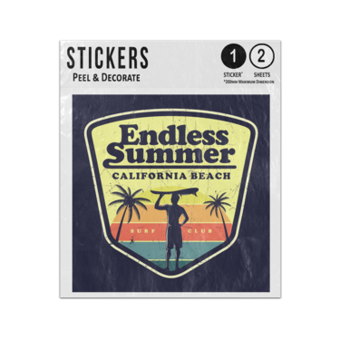 Picture of Endless Summer California Beach Surf Club Vintage Print Illustration Sticker Sheets Twin Pack