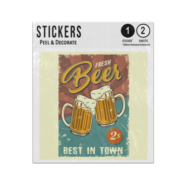 Picture of Fresh Beer Best In Town 2 Dollars Retro Vintage Poster Drawing Sticker Sheets Twin Pack