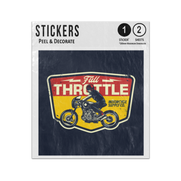 Picture of Full Throttle Motorcycle Retro Motor Bike Rider Vintage Graphic Sticker Sheets Twin Pack