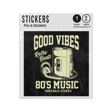 Picture of Good Vibes Retro Beats 80S Music Portable Stereo Cassette Player Sticker Sheets Twin Pack