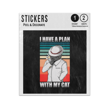 Picture of I Have A Plan With My Cat Smoking Gangster Retro Vintage Illustration Sticker Sheets Twin Pack