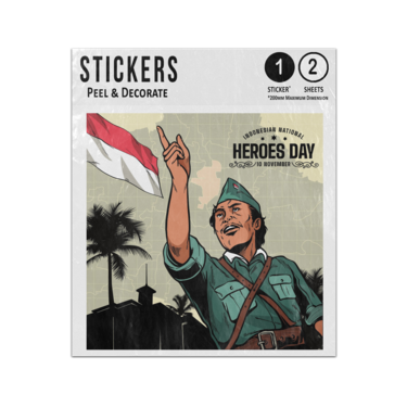 Picture of Indonesian National Heroes Day November Pahlawan Vintage Poster Art Sticker Sheets Twin Pack