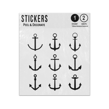 Picture of Ship Boat Dinghy Anchor Types Lines Drawings Silhouettes Set Sticker Sheets Twin Pack