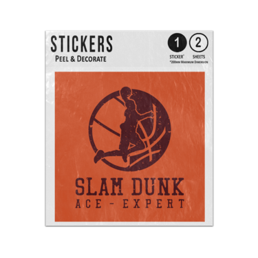 Picture of Slam Dunk Ace Expert Basketball Player Ball Silhouette Vintage Drawing Sticker Sheets Twin Pack