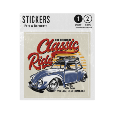 Picture of The Original Classic Ride Old Bug Vintage Performance Retro Poster Sticker Sheets Twin Pack