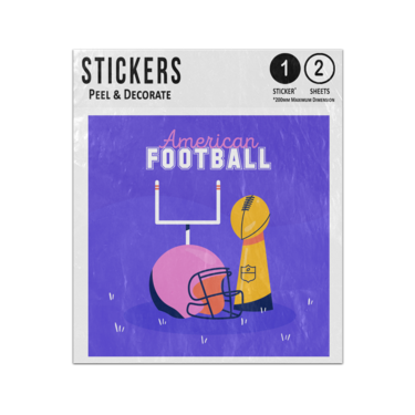 Picture of American Football Goal Helmet Ball Gridiron Team Sport Illustration Sticker Sheets Twin Pack