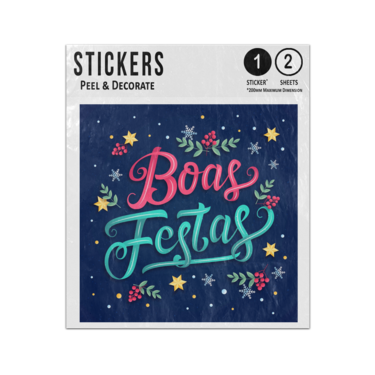 Picture of Boas Festas Portugese Happy New Year Typography Lettering Illustration Sticker Sheets Twin Pack