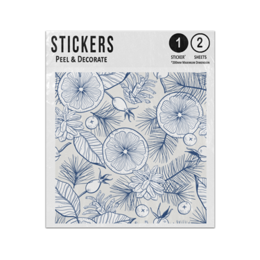 Picture of Branches Berries Fruits Flowers Line Drawing Seamless Pattern Sticker Sheets Twin Pack