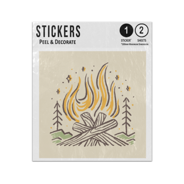 Picture of Camping Nature Adventure Forest Fire Crackling Flames Line Drawing Sticker Sheets Twin Pack