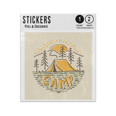 Picture of Camp Tent Nature Adventure Sunrise Over Mountains Line Drawing Sticker Sheets Twin Pack