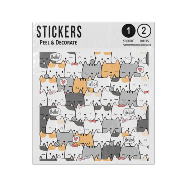 Picture of Cartoon Cats Smiling Speech Bubbles Doodle Sketch Seamless Pattern Sticker Sheets Twin Pack