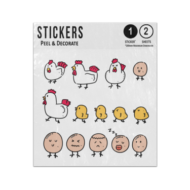 Picture of Chicken Chick Egg Mother Hen Cartoon Characters Collection Set Sticker Sheets Twin Pack