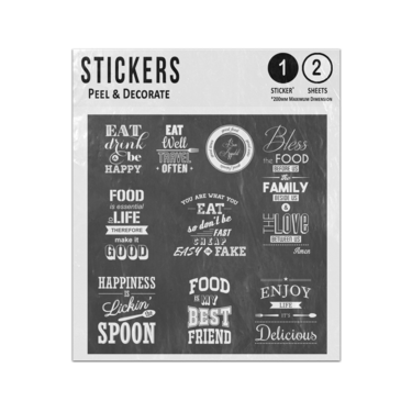 Picture of Eat Drink Be Happy Good Food Happiness Foodie Lettering Quotes Sticker Sheets Twin Pack