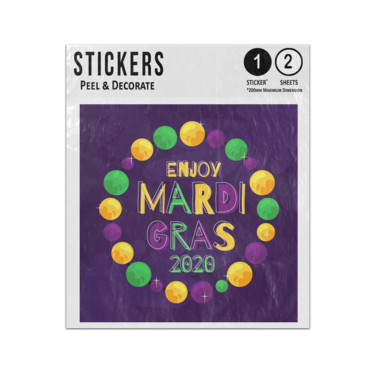 Picture of Enjoy Mardi Gras Slogan Brightly Coloured Jewels Sparkling Border Sticker Sheets Twin Pack