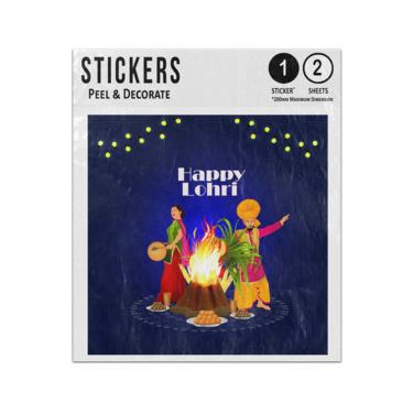 Picture of Happy Lohri Indian Harvest January Festival End Of Winter Illustration Sticker Sheets Twin Pack
