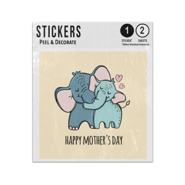 Picture of Happy Mothers Day Mum Elephant Hugging Baby Love Illustration Sticker Sheets Twin Pack