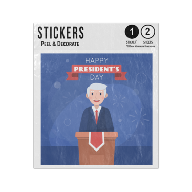 Picture of Happy Presidents Day White American President Firework Sky Sticker Sheets Twin Pack
