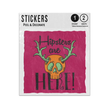 Picture of Hipsters Are Here Quote Skeleton Skull With Horns Illustration Sticker Sheets Twin Pack