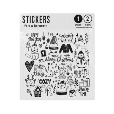 Picture of Holly Jolly Cold Outside Sweater Weather Winter Time Lettering Doodles Sticker Sheets Twin Pack