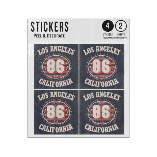 Los Angeles California Athletic Division High School Vintage Drawing Sticker  Sheets Twin Pack Grunge. Imprintable