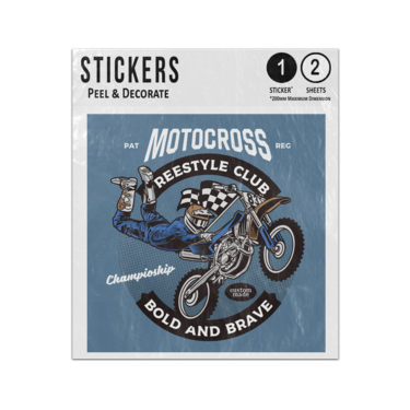 Picture of Motocross Motox Freestyle Club Bold And Brave Stunt Rider Illustration Sticker Sheets Twin Pack