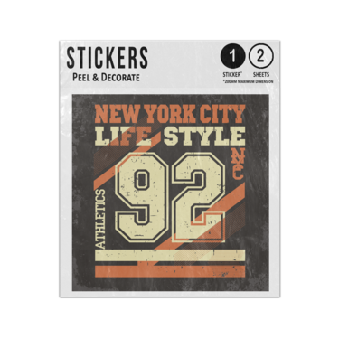 Picture of New York City Life Style Athletics 92 Vintage Typography Illustration Sticker Sheets Twin Pack