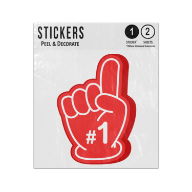 Picture of Number One Fan Finger #1 Wearable Foam Hand Support Sports Team Art Sticker Sheets Twin Pack
