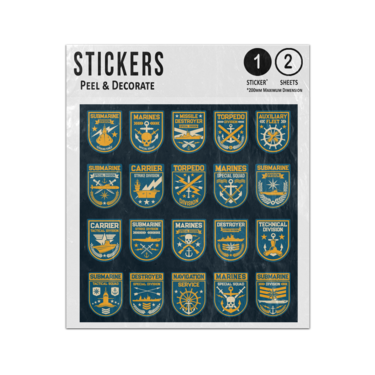 Picture of Submarine Division Marines Special Squad Missile Torpedo Navy Badges Sticker Sheets Twin Pack