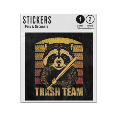 Picture of Trash Team Raccoon Thug Holding Baseball Bat Retro Vintage Artwork Sticker Sheets Twin Pack