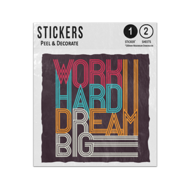Picture of Work Hard Dream Big Lettering 1970S Thin Line Style Inspiration Quote Sticker Sheets Twin Pack