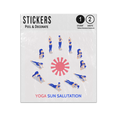 Picture of Yoga Salute Sun Salutation Routine Daily Practice 12 Asanas Positions Sticker Sheets Twin Pack