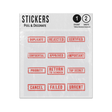 Picture of Rejected Certified Approved Cancel Failed Priority Rubber Stamp Set Sticker Sheets Twin Pack