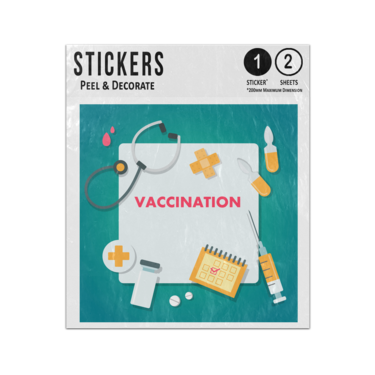 Picture of Vaccination Kit Stethoscope Vaccine Syringe Tablet Pills Concept Sticker Sheets Twin Pack