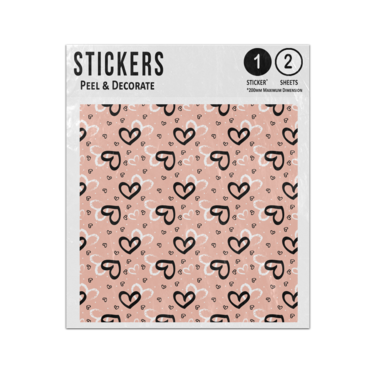 Picture of Abstract Cute Pink Black White Love Heart Seamless Pattern Sticker Sheets Twin Pack