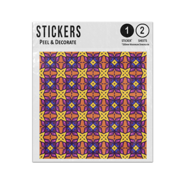 Picture of Abstract Ethnic Blue Mauve Square Gold Star Seamless Pattern Sticker Sheets Twin Pack