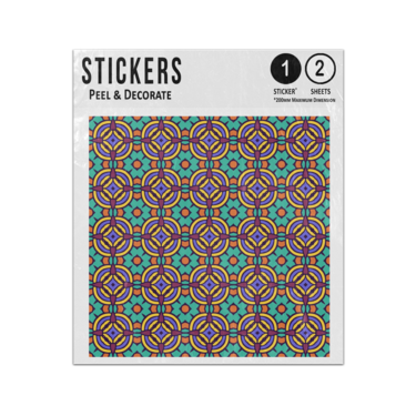 Picture of Abstract Ethnic Blue Purple Gold Circle Seamless Pattern Sticker Sheets Twin Pack