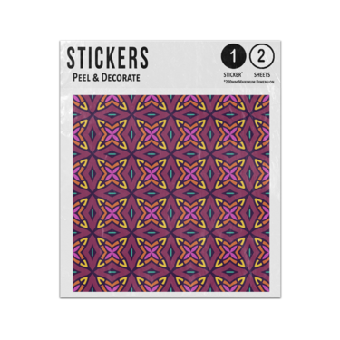 Picture of Abstract Ethnic Maroon Blue Gold Star Seamless Pattern Sticker Sheets Twin Pack